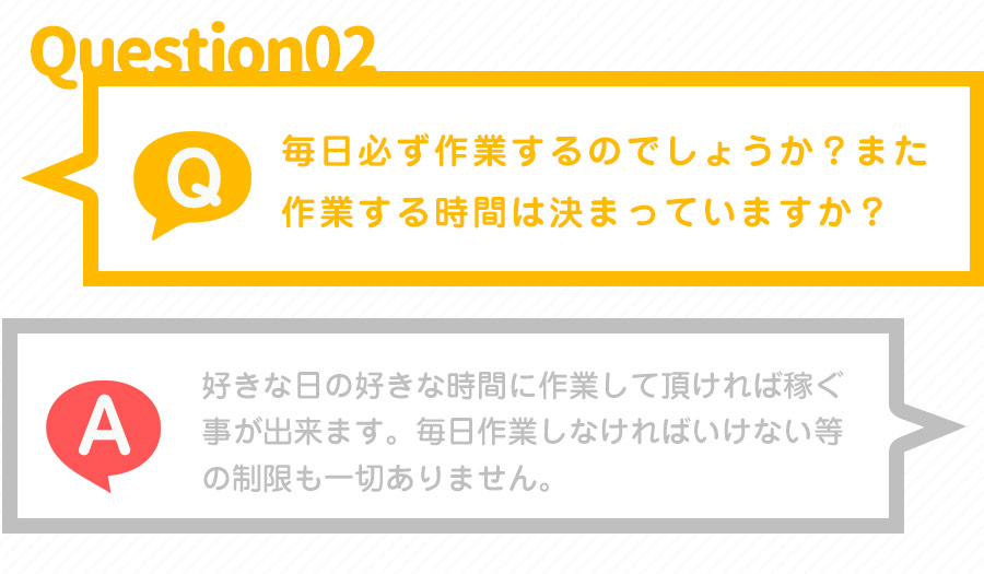 毎日必ず作業するのでしょうか？また作業する時間は決まっていますか？